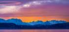 USA-Alaska Sunrise panoramic on mountains and Chilkat River Art Print